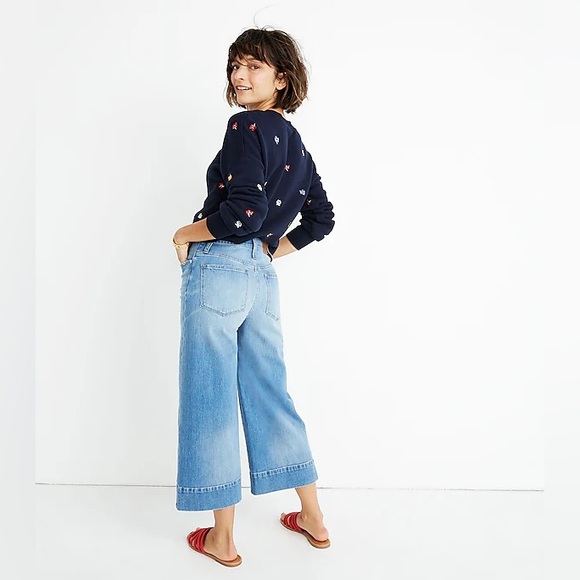 Madewell Wide Leg Crop Jeans Delancey Wash - Picture 3 of 4
